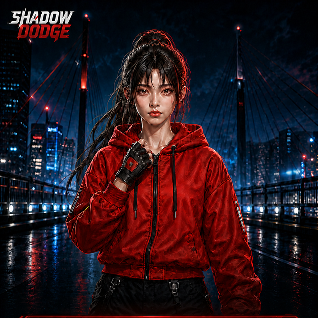 Raven trong áo đỏ giữa thành phố đêm của Shadow Dodge